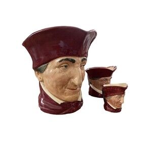Vintage Royal Doulton THE CARDINAL SET OF 3 Size Toby Jug Lot of Lrg, Sm,‎ Mini